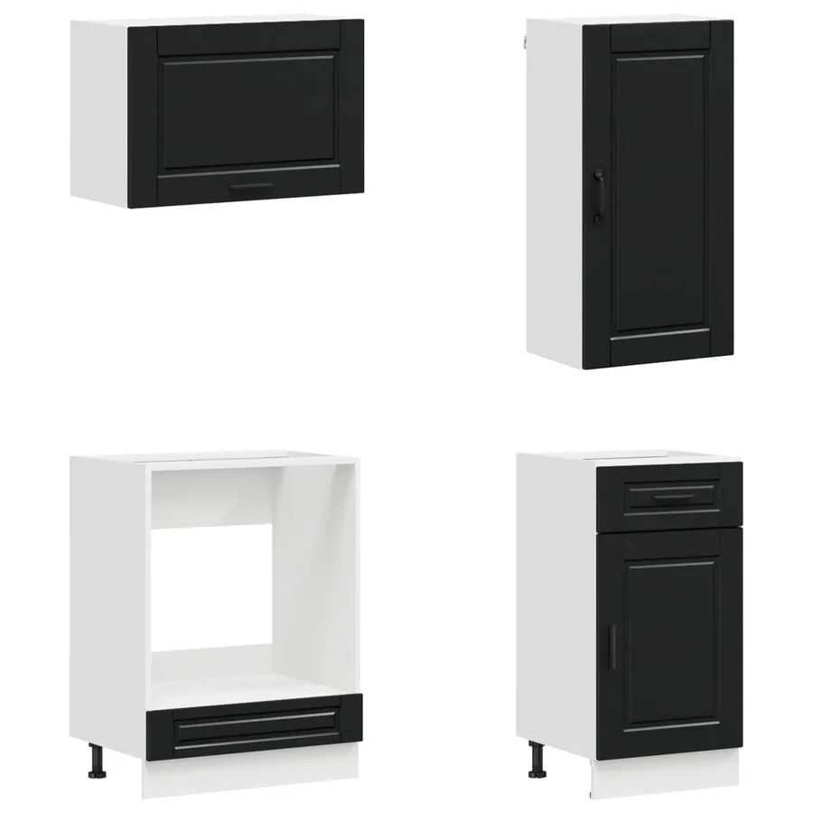 Unité de cuisine PORTO 8 pcs Noir Bois d'ingénierie - 4