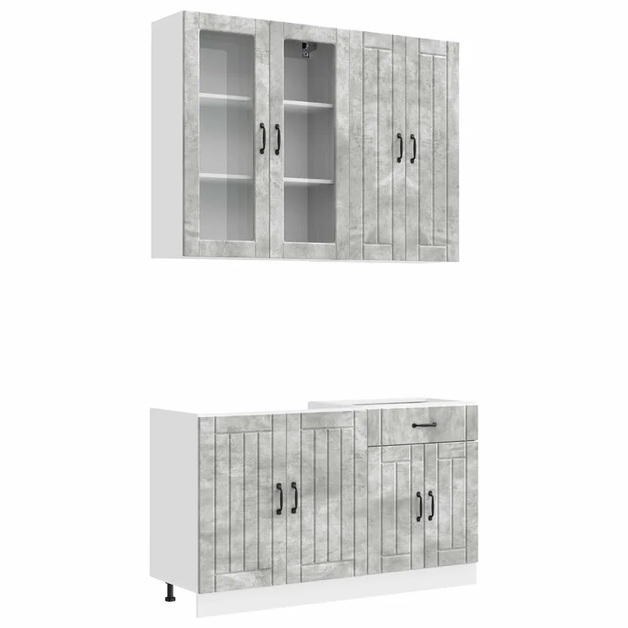 Unité de cuisine LUCCA 4 pcs Gris béton Bois d'ingénierie - 2