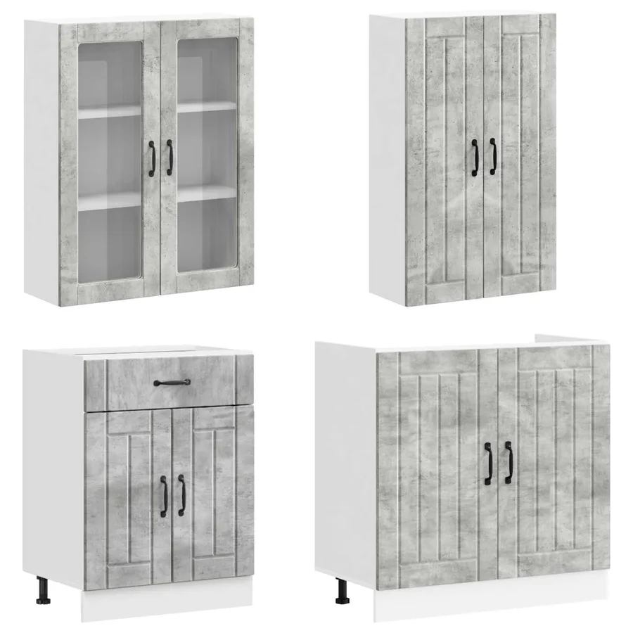 Unité de cuisine LUCCA 4 pcs Gris béton Bois d'ingénierie - 3