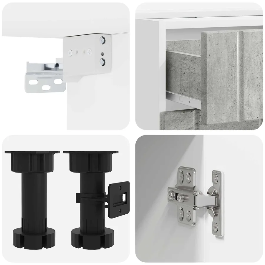 Unité de cuisine LUCCA 4 pcs Gris béton Bois d'ingénierie - 4