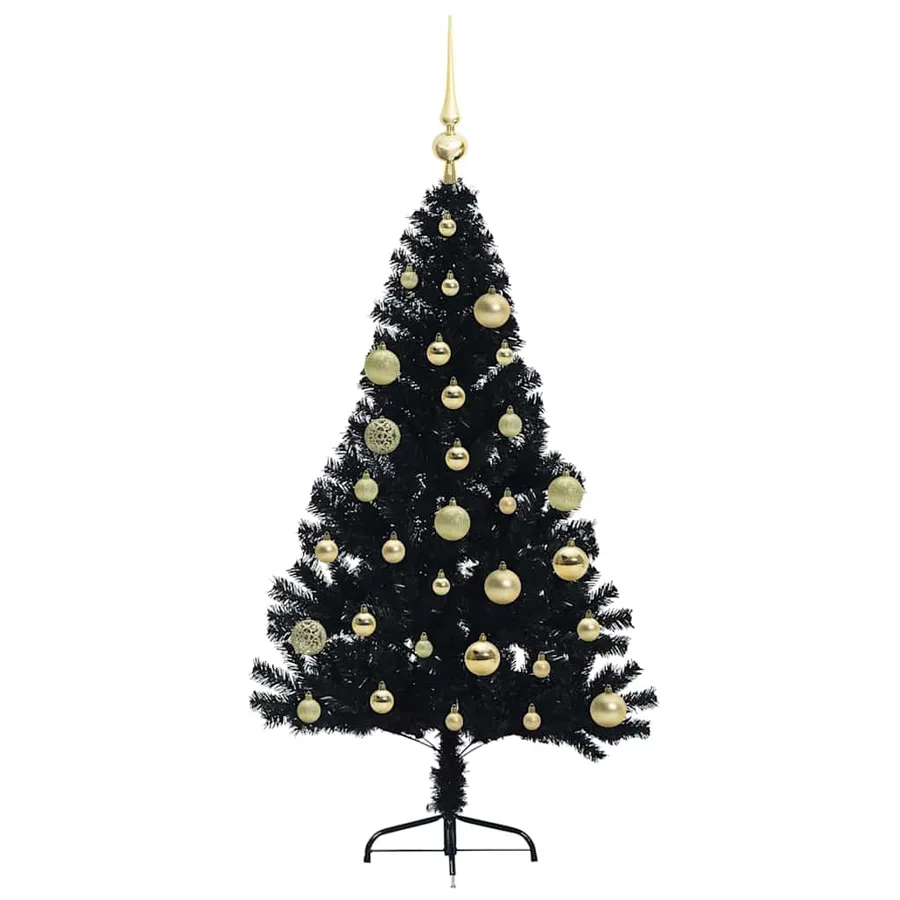 Sapin de Noël artificiel pré-éclairé Noir 120 cm PVC - 4