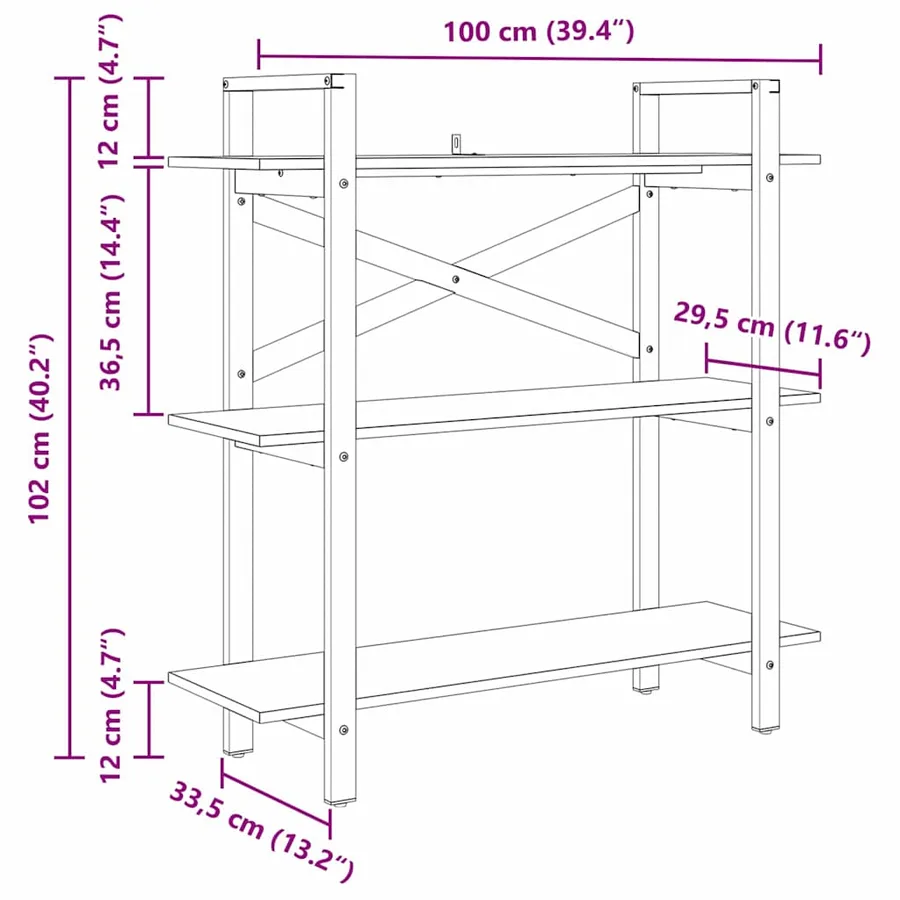 Étagère Chêne Sonoma 100 x 33,5 x 102 cm Bois d'ingénierie - 11