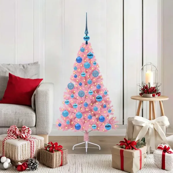 Sapin de Noël artificiel pré-éclairé Rose 120 cm PVC