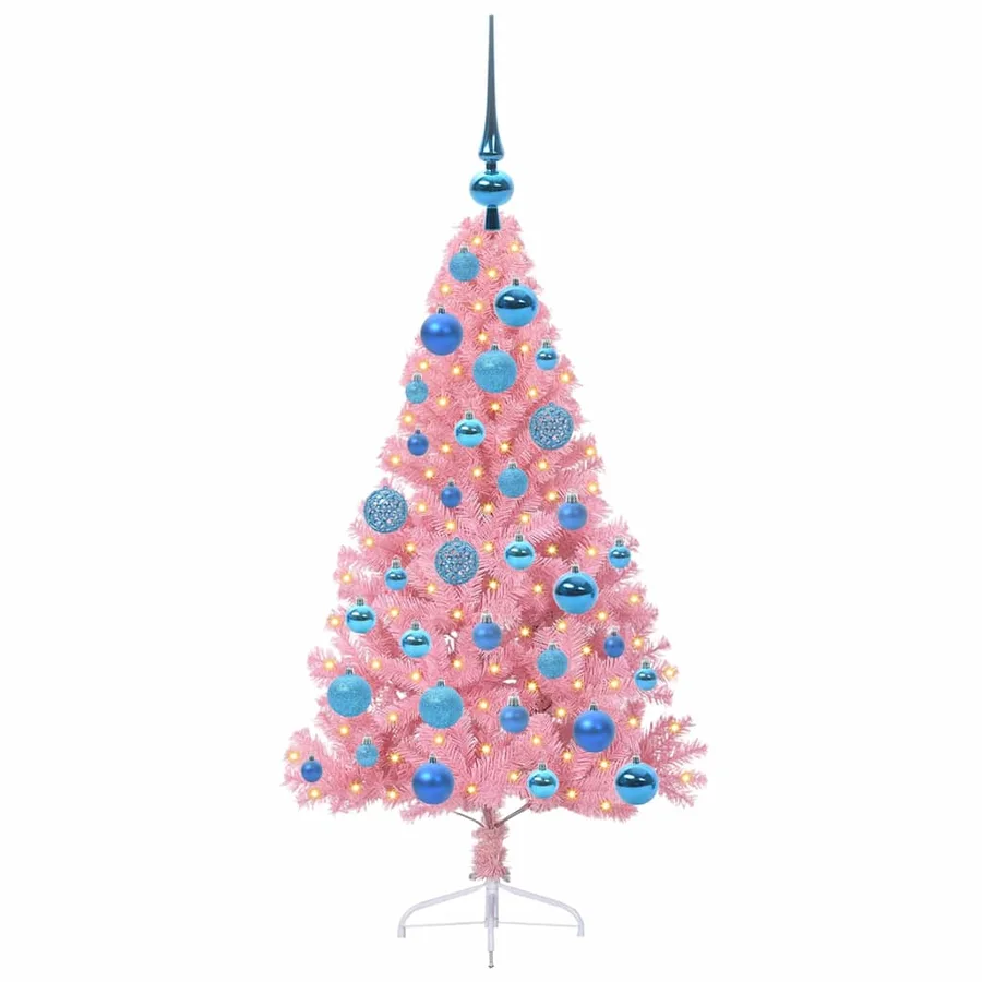 Sapin de Noël artificiel pré-éclairé Rose 120 cm PVC - 3