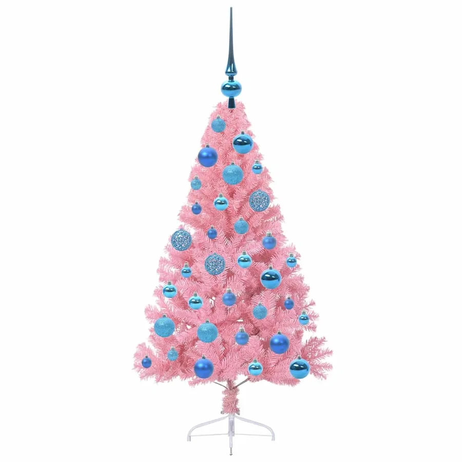Sapin de Noël artificiel pré-éclairé Rose 120 cm PVC - 4
