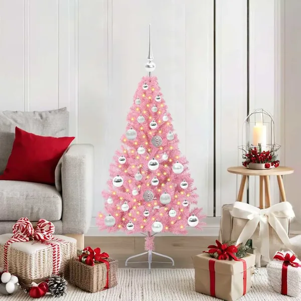 Sapin de Noël artificiel pré-éclairé Rose 120 cm PVC