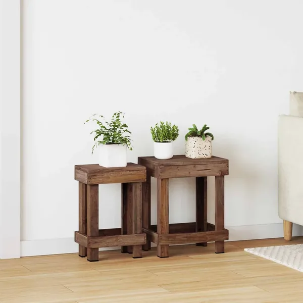 Support de Plante 2 pcs Marron 70 x 11 x 27 cm Bois d'Acajou