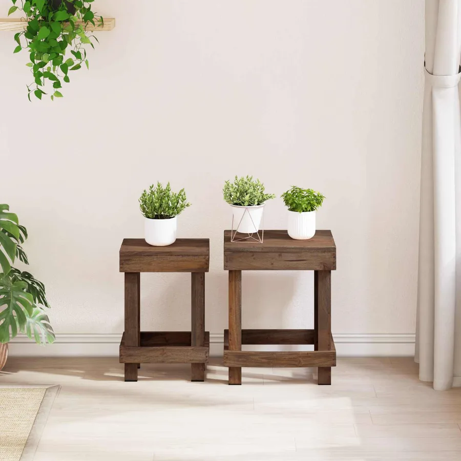 Support de Plante 2 pcs Marron 70 x 11 x 27 cm Bois d'Acajou - 3