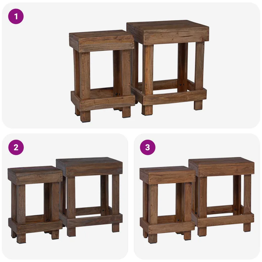 Support de Plante 2 pcs Marron 70 x 11 x 27 cm Bois d'Acajou - 4