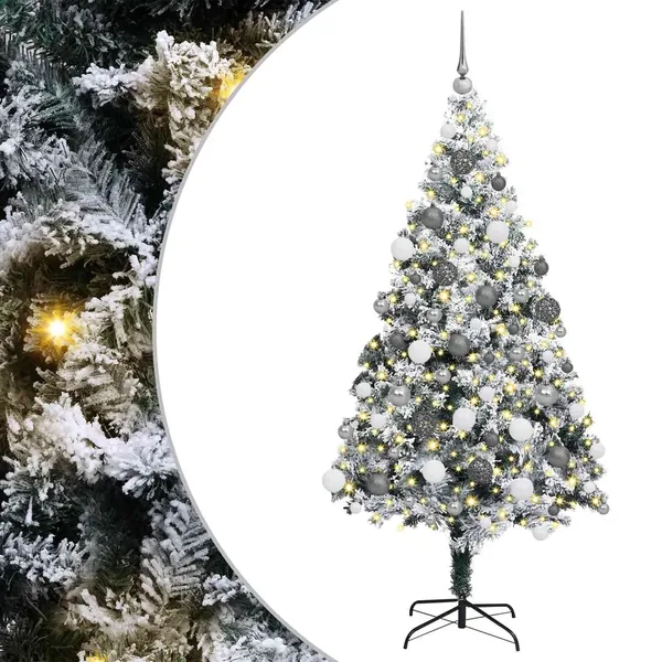 Sapin de Noël artificiel Blanc 180 cm PVC, Acier et Plastique