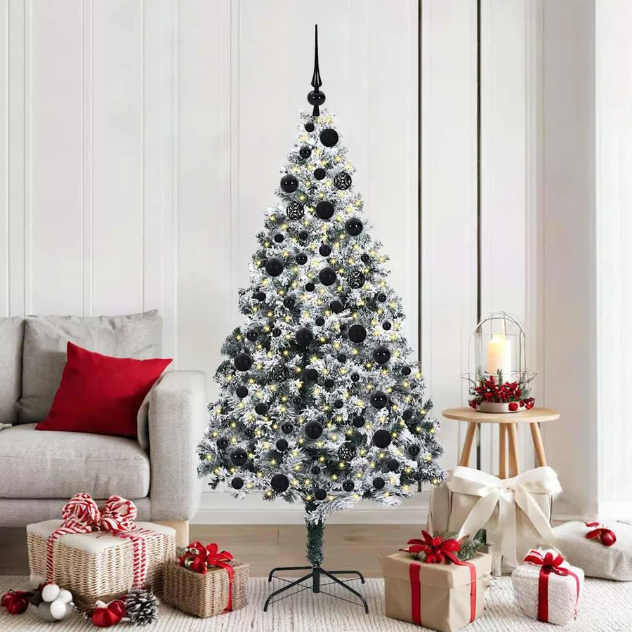 Sapin de Noël artificiel Blanc 180 cm PVC, Acier et Plastique