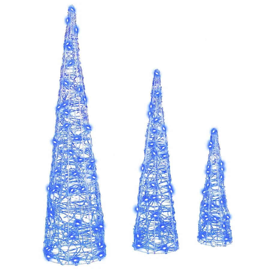 Sapin de Noël avec 90 LED 3 pcs Bleu 20 x 20 x 80 cm Acrylique - 2