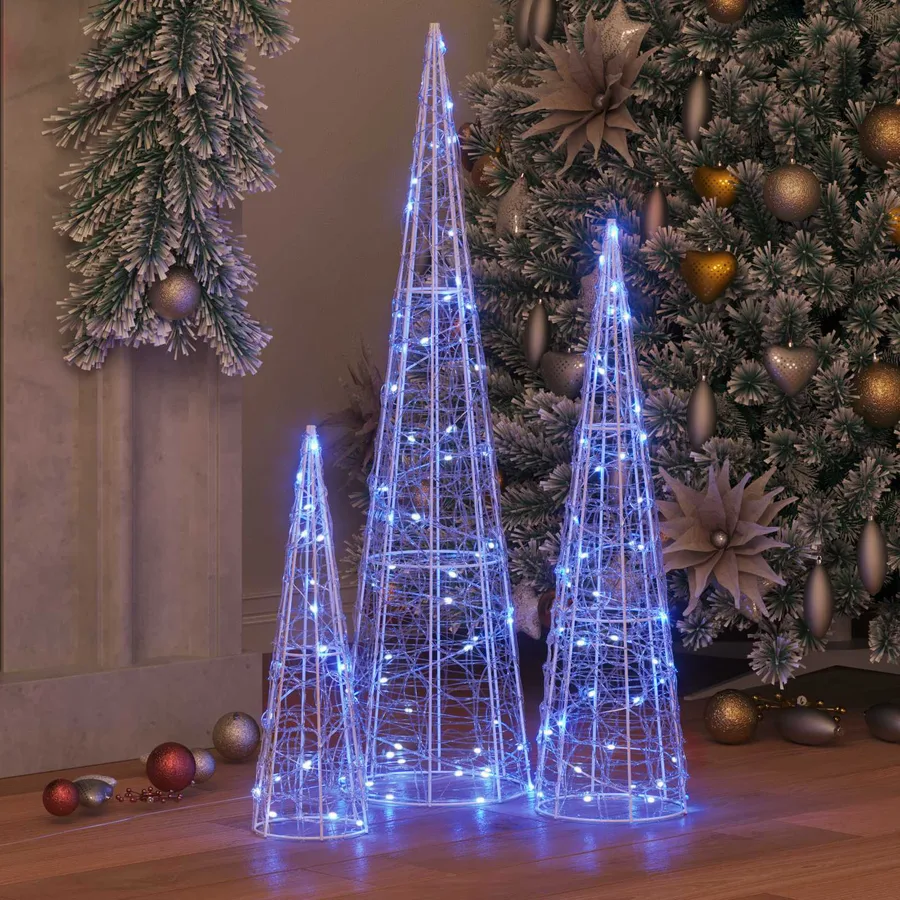 Sapin de Noël avec 90 LED 3 pcs Bleu 20 x 20 x 80 cm Acrylique - 3
