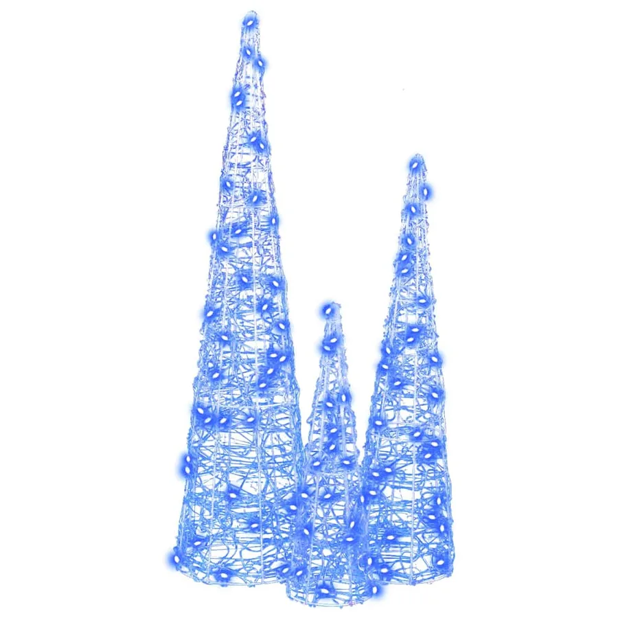 Sapin de Noël avec 90 LED 3 pcs Bleu 20 x 20 x 80 cm Acrylique - 5
