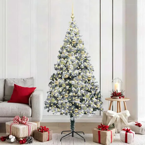 Sapin de Noël artificiel Blanc 210 cm PVC, Acier et Plastique