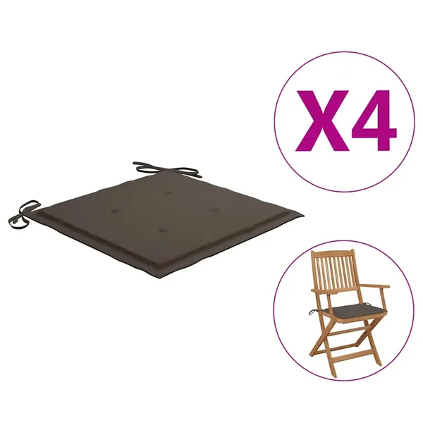 Coussins de chaise jardin lot de 4 taupe 40x40x4cm tissu oxford