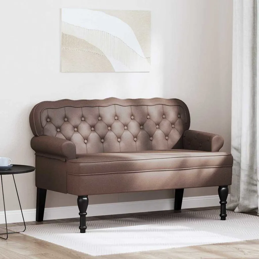Banc Chesterfield Marron 119,5 x 64,5 x 75 cm Cuir synthétique