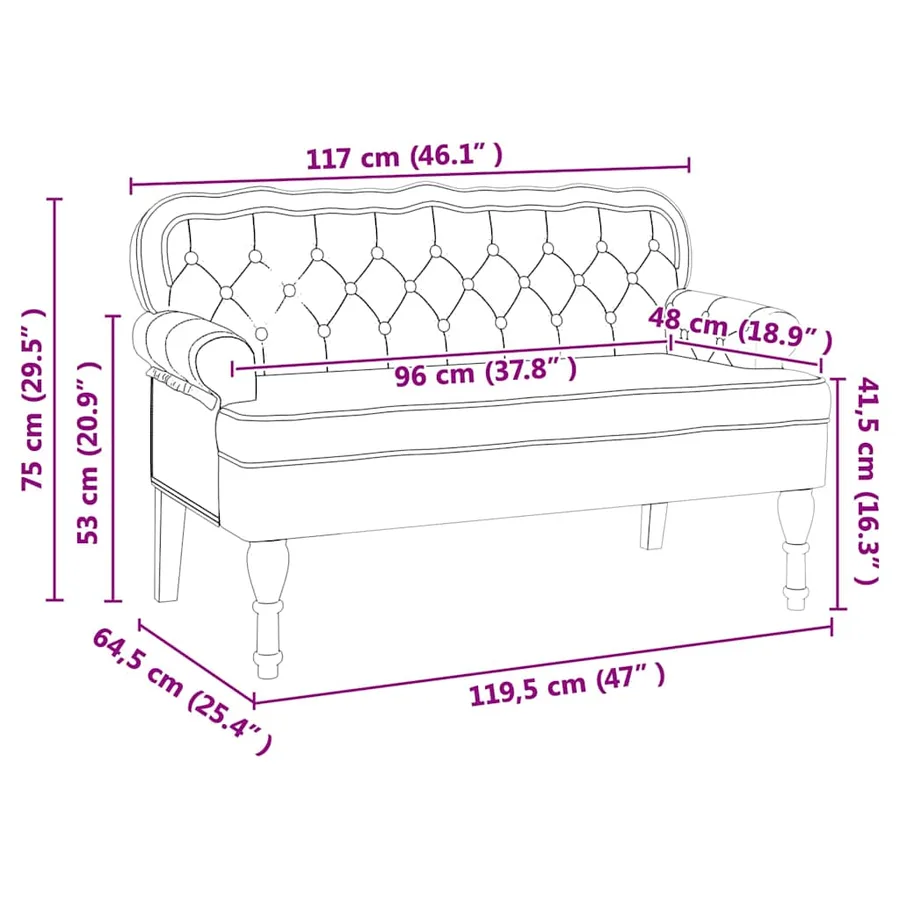 Banc Chesterfield Marron 119,5 x 64,5 x 75 cm Cuir synthétique - 11