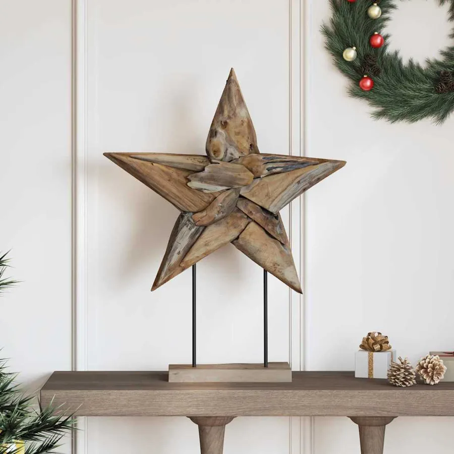 Étoile de Noël Marron 59,5 x 18 x 74 cm Bois de teck massif