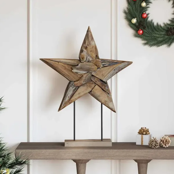 Étoile de Noël Marron 59,5 x 18 x 74 cm Bois de teck massif