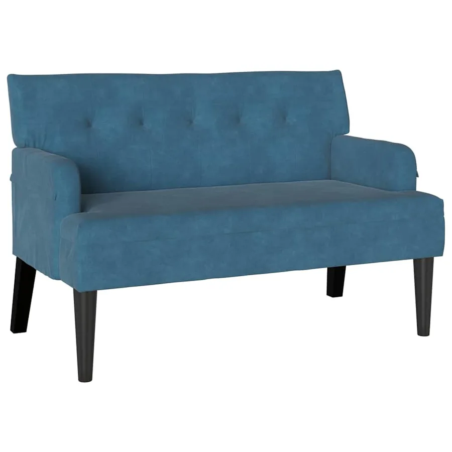 Banc Chesterfield Bleu 112 x 65,5 x 75 cm Velours - 2