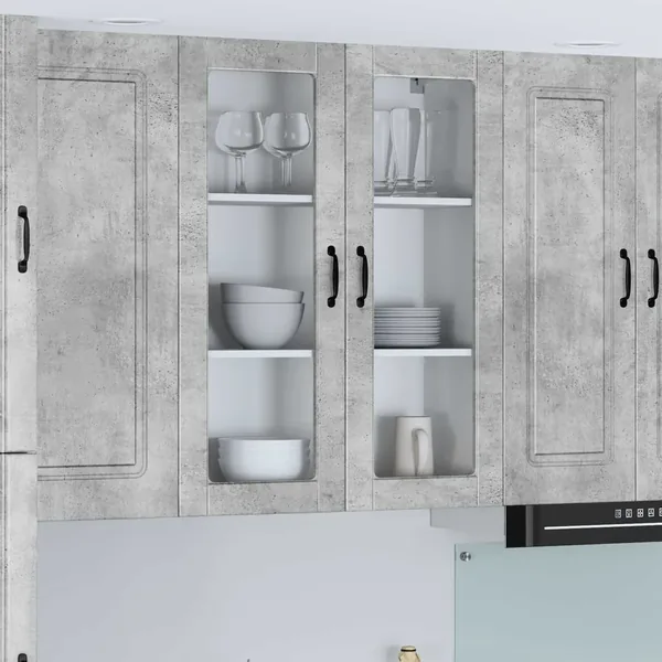 Cabinet en verre mural LUCCA Gris béton 80 x 31 x 100 cm