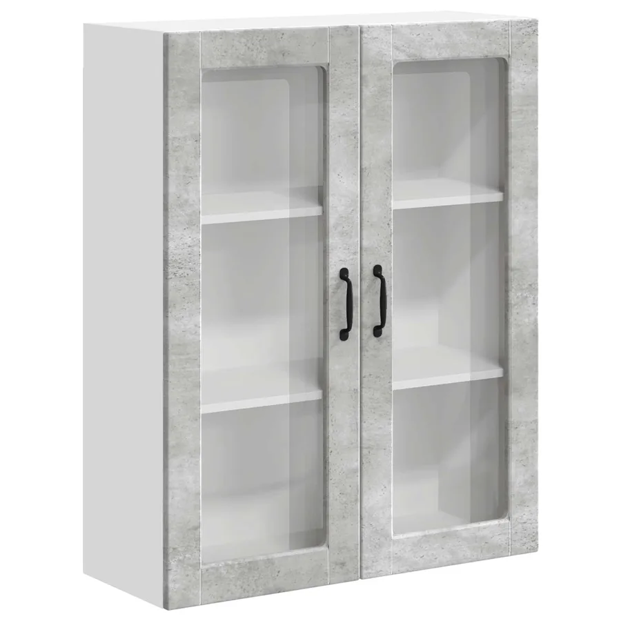 Cabinet en verre mural LUCCA Gris béton 80 x 31 x 100 cm - 2