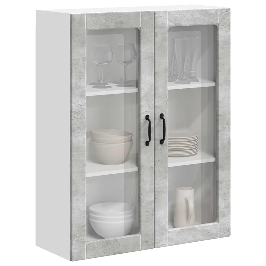 Cabinet en verre mural LUCCA Gris béton 80 x 31 x 100 cm - 3