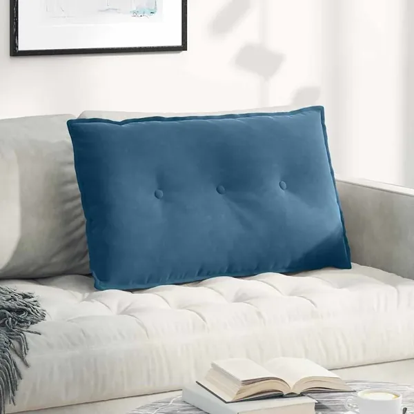 Coussin de Dos Bleu 80 x 50 cm Tissu en velours côtelé