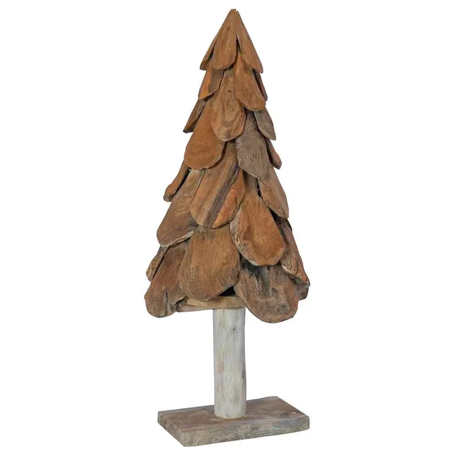 Sapin de Noël avec support Marron 91 cm Bois de teck solide - 2