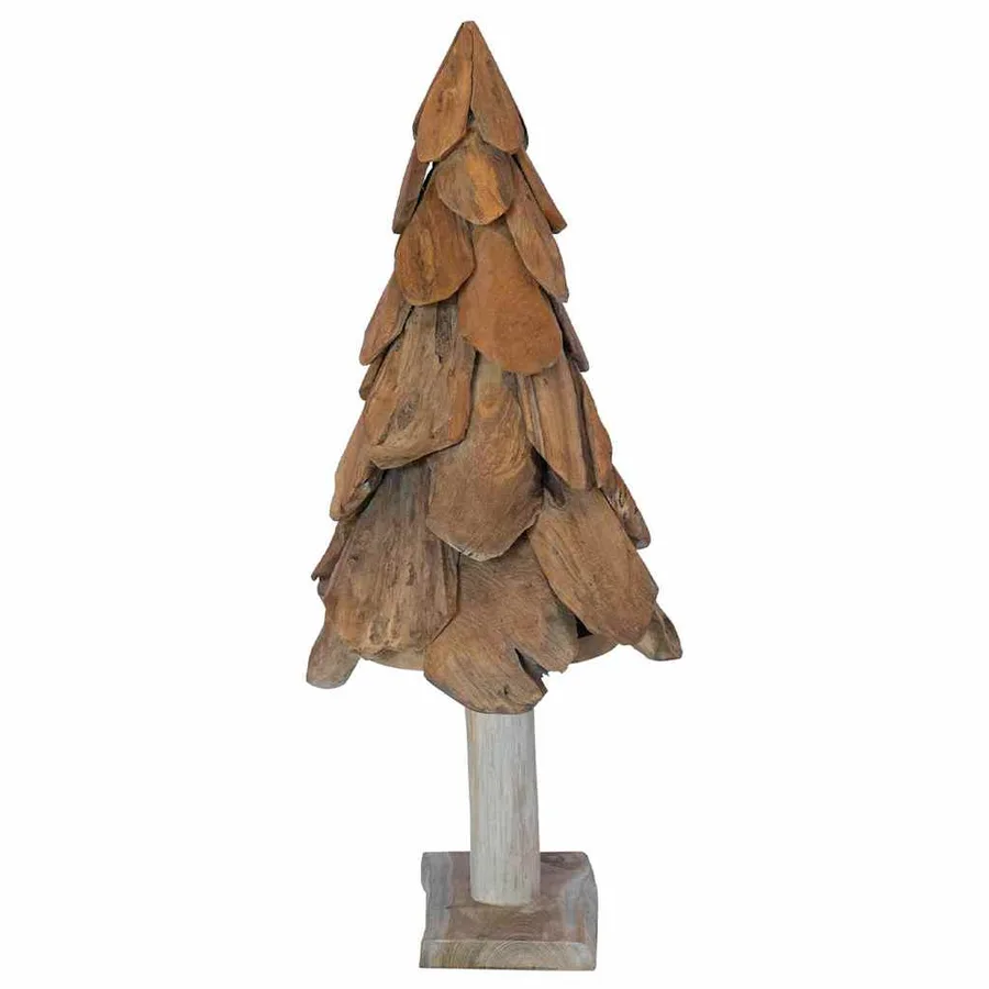Sapin de Noël avec support Marron 91 cm Bois de teck solide - 5
