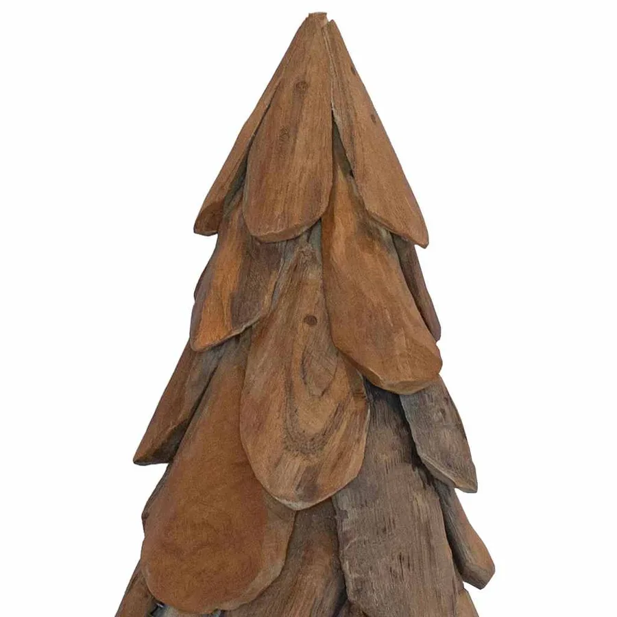 Sapin de Noël avec support Marron 91 cm Bois de teck solide - 7