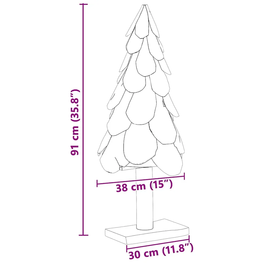 Sapin de Noël avec support Marron 91 cm Bois de teck solide - 8
