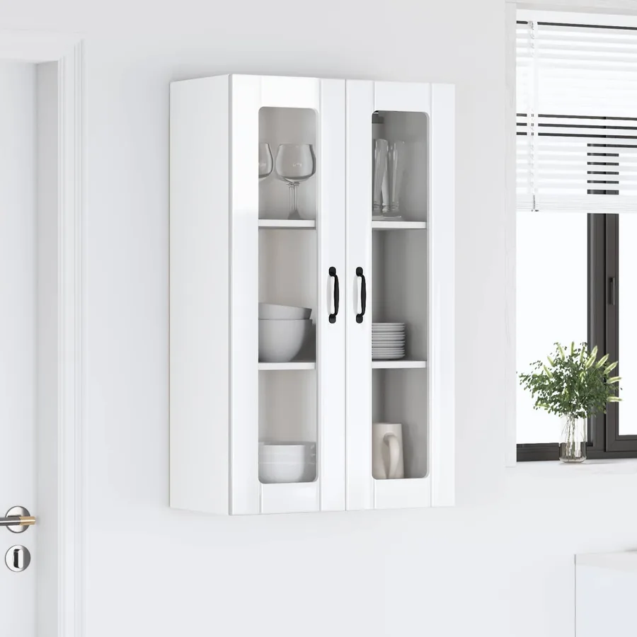 Cabinet en verre mural LUCCA Blanc brillant 60 x 31 x 100 cm - 4