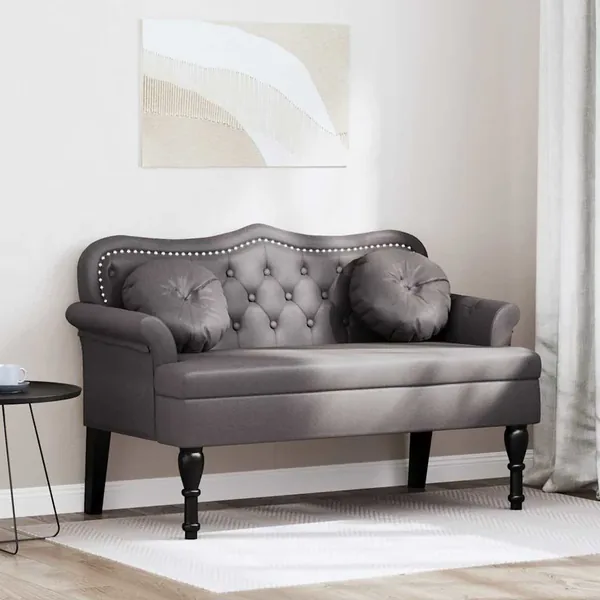 Banc Chesterfield Gris 120,5 x 65 x 75 cm Simili cuir