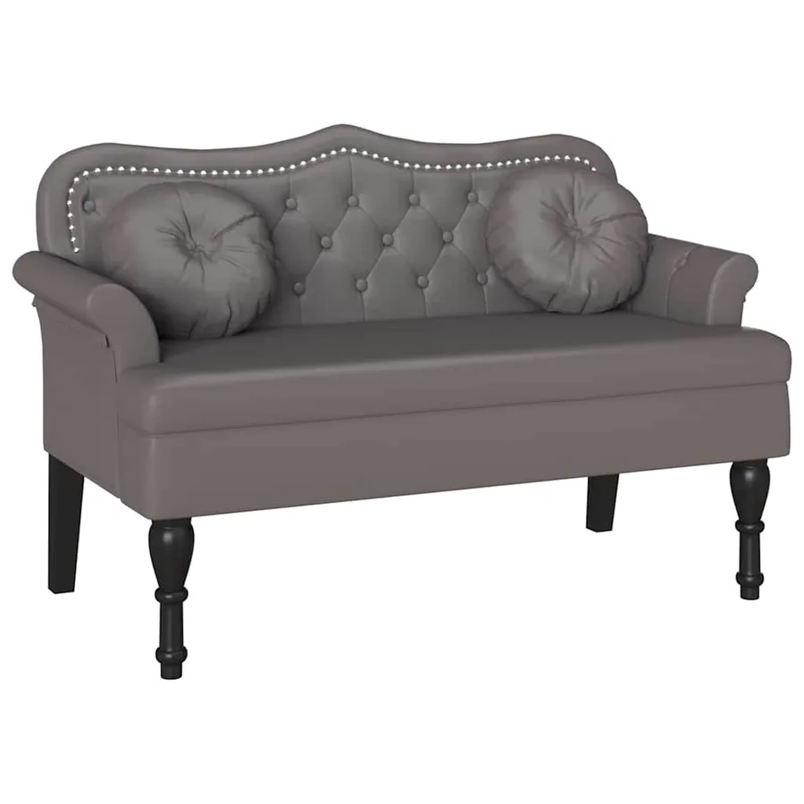 Banc Chesterfield Gris 120,5 x 65 x 75 cm Simili cuir - 2