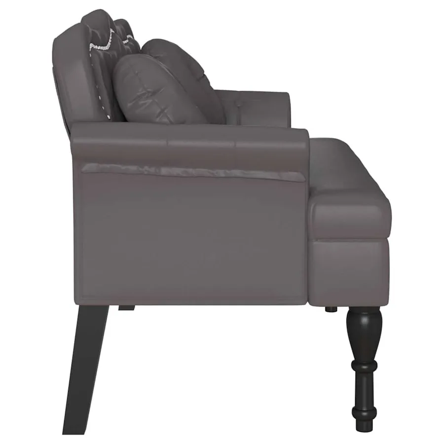 Banc Chesterfield Gris 120,5 x 65 x 75 cm Simili cuir - 5