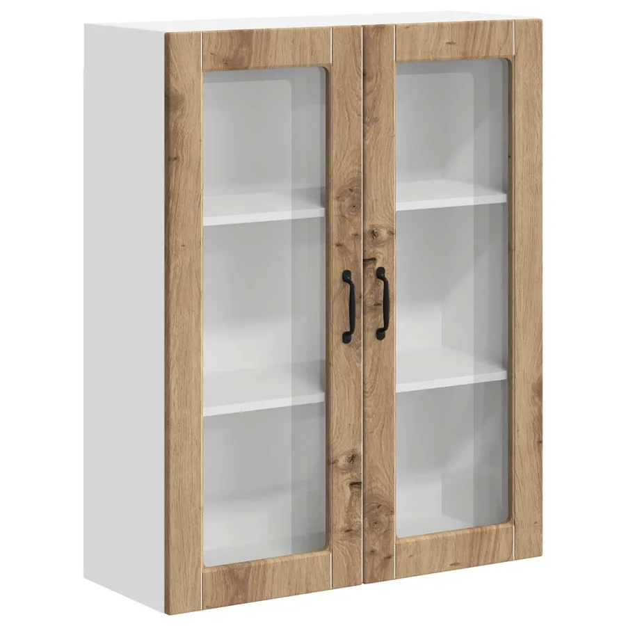 Cabinet en verre mural LUCCA Chêne artisanal 80 x 31 x 100 cm - 2