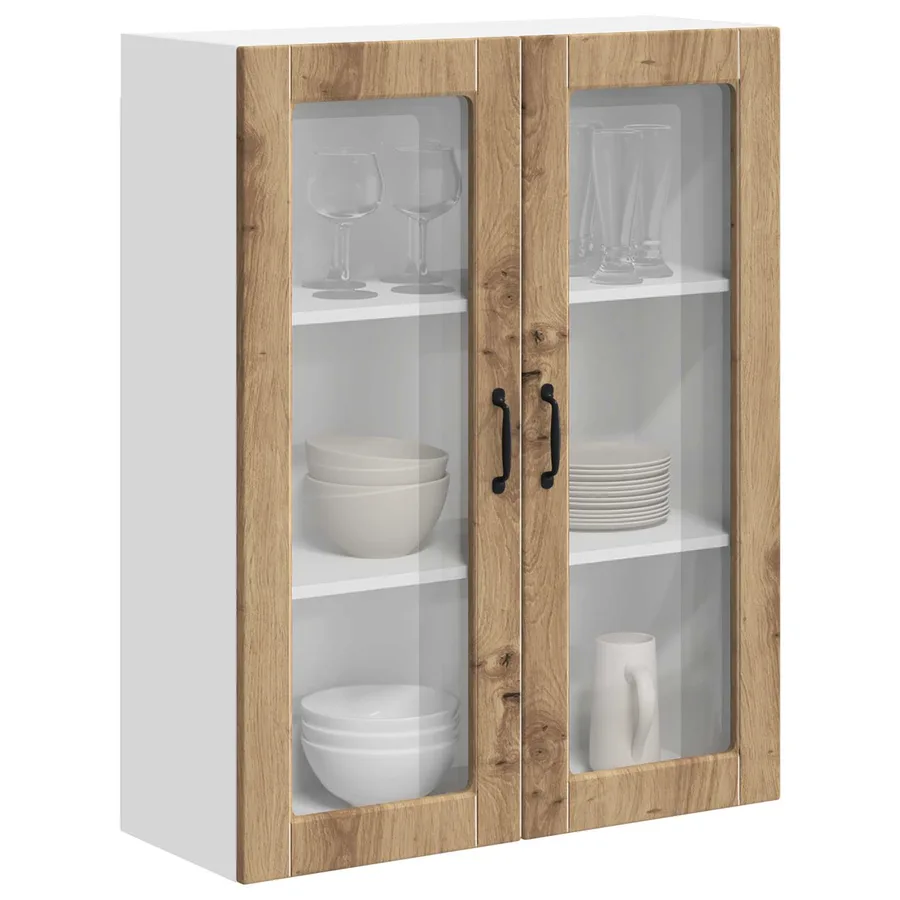 Cabinet en verre mural LUCCA Chêne artisanal 80 x 31 x 100 cm - 3