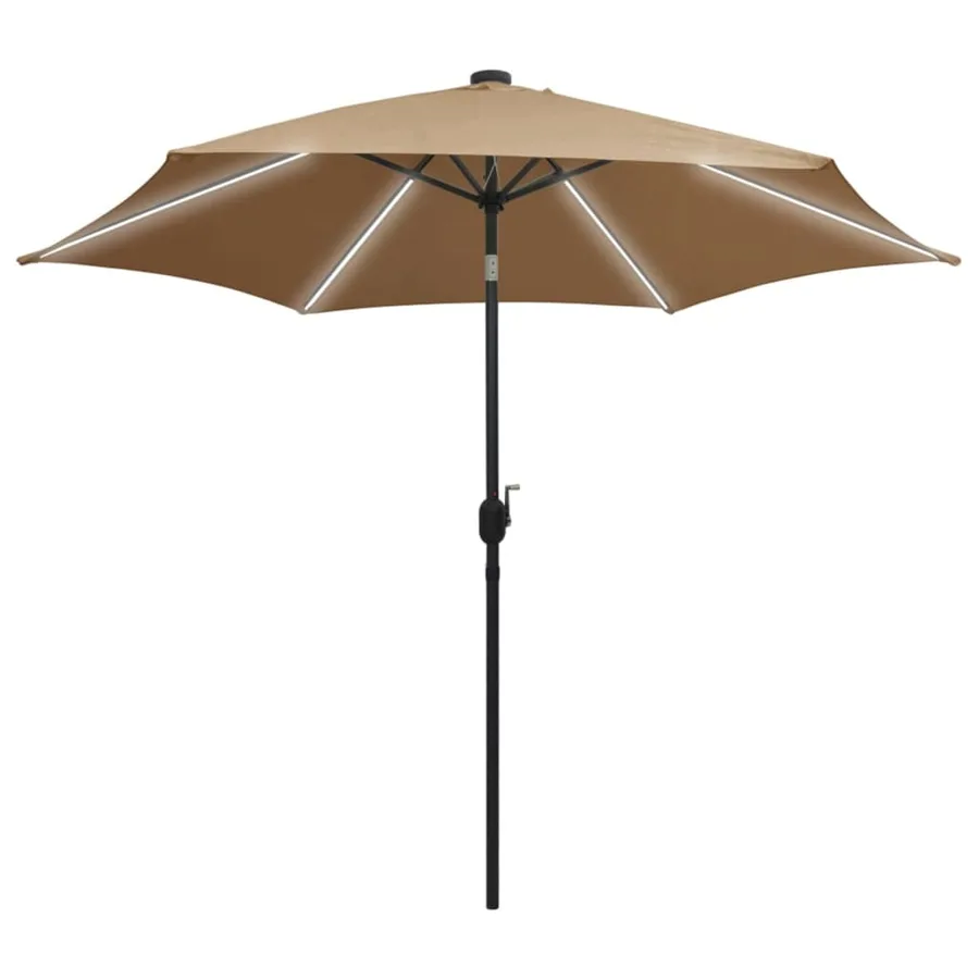 Parasol de jardin avec lumières LED et mât en aluminium taupe - 2