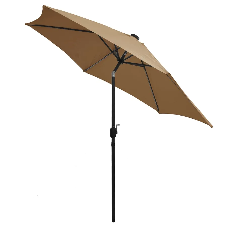 Parasol de jardin avec lumières LED et mât en aluminium taupe - 4