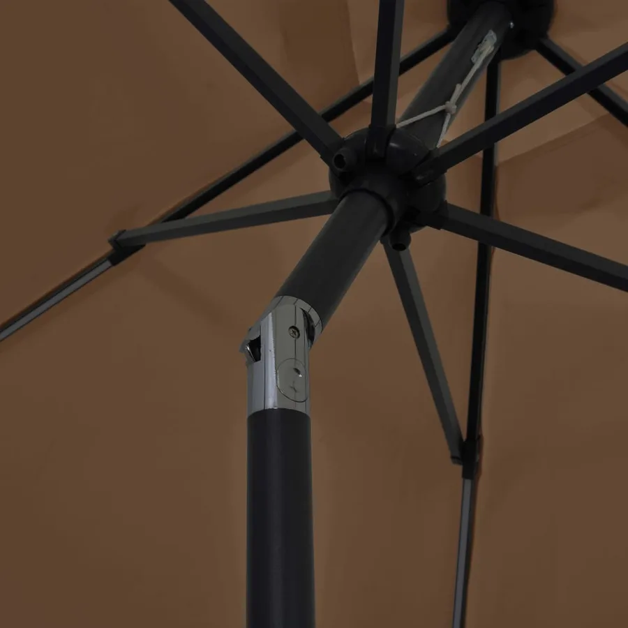 Parasol de jardin avec lumières LED et mât en aluminium taupe - 6