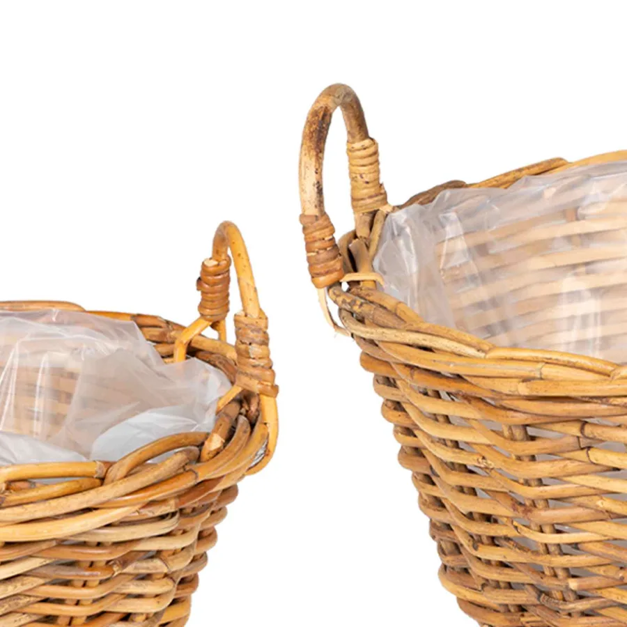 Panier de Plante avec stockage 2 pc Brun Naturel Rattan Kubu - 7