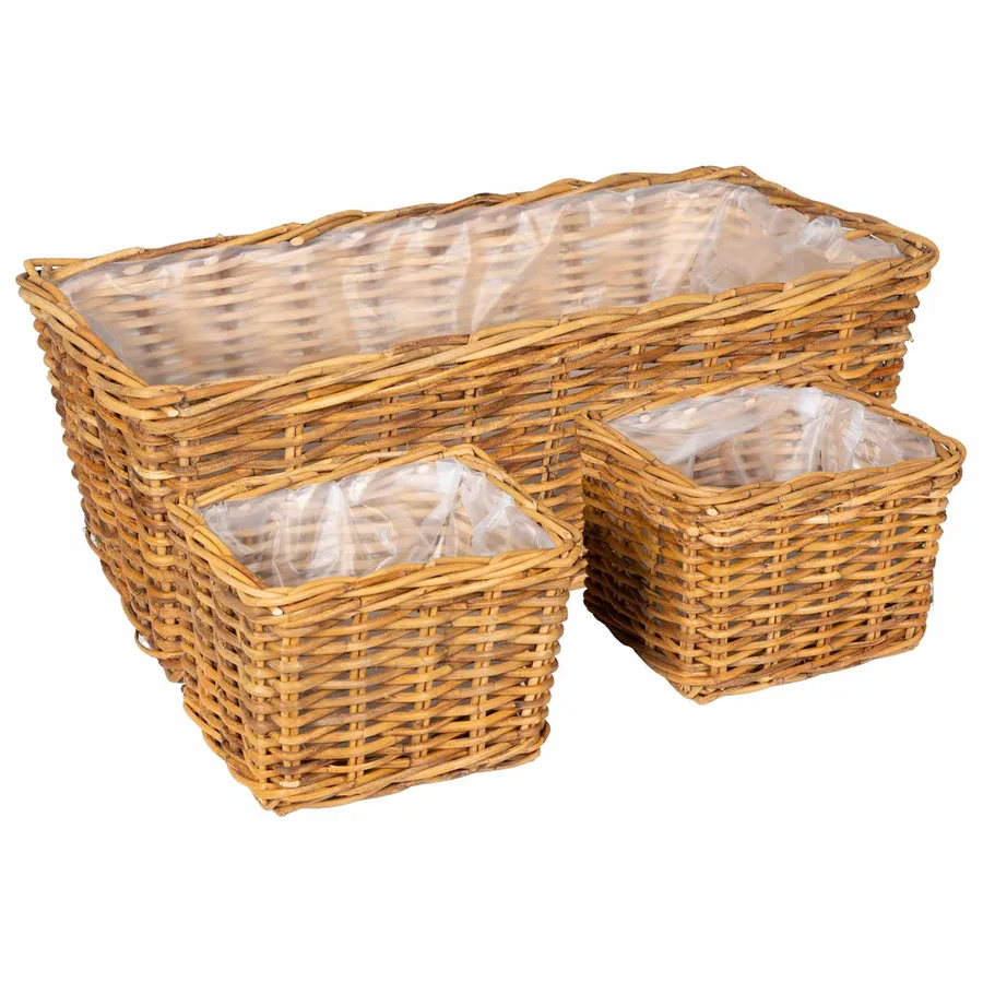 Panier de plantation 3 pc Brun Naturel Rattan Kubu - 2
