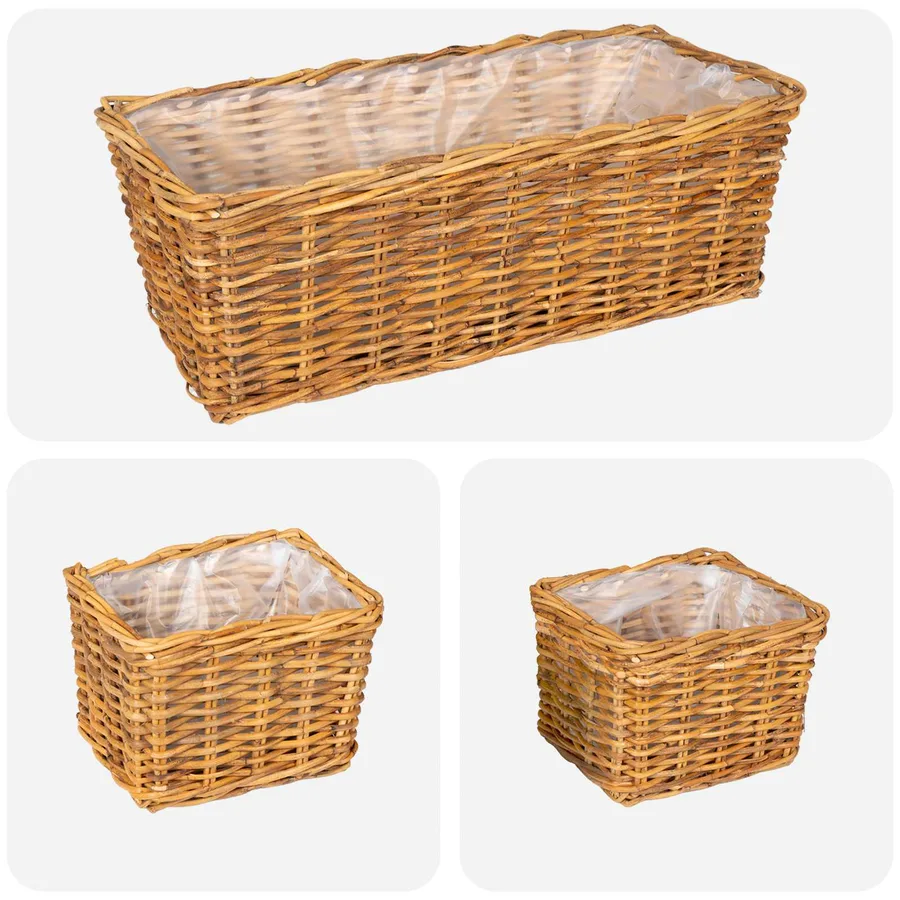 Panier de plantation 3 pc Brun Naturel Rattan Kubu - 4