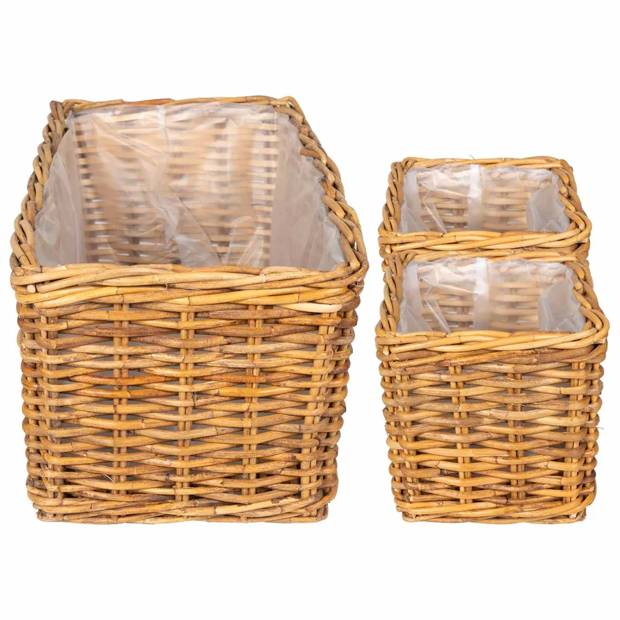 Panier de plantation 3 pc Brun Naturel Rattan Kubu - 5