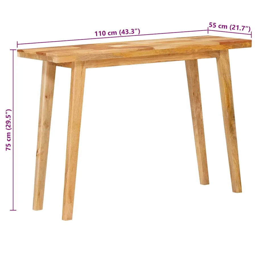 Table à dîner Naturel 100 x 35 x 75 cm Bois de mangue massif - 10