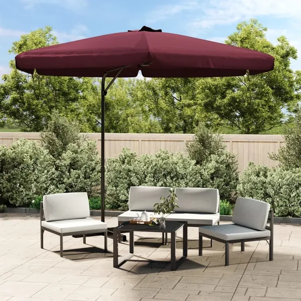 Parasol de jardin avec mât en acier 300 cm Rouge bordeaux