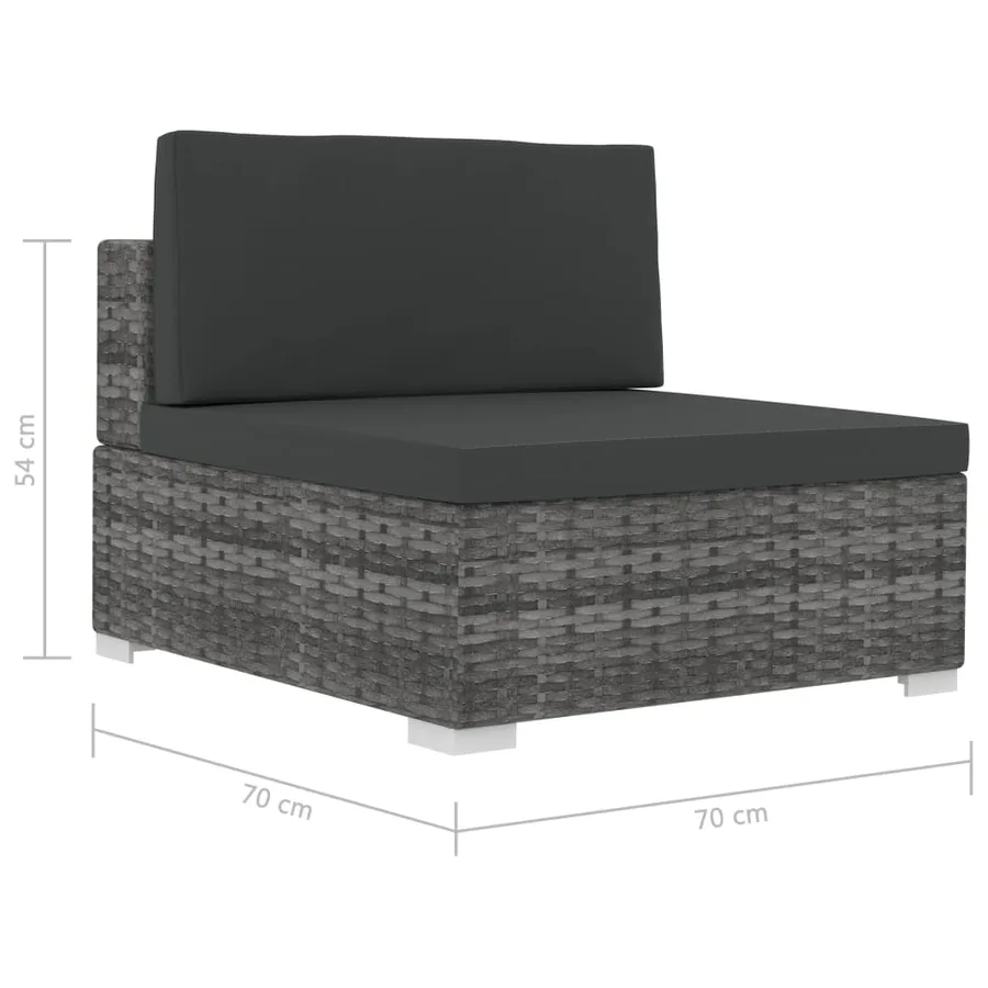 Salon de jardin 4 pcs avec coussins résine tressée gris - 11