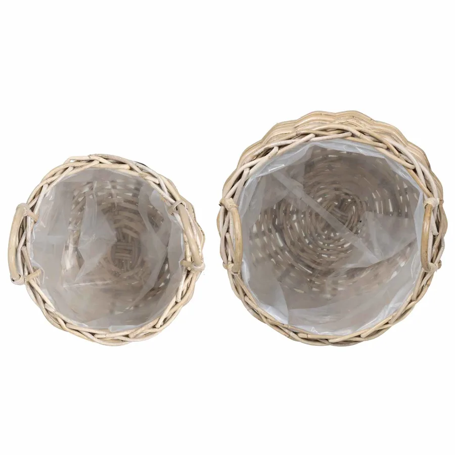Panier à Plantes avec stockage 2 pc Gris naturel Rattan Kubu - 6